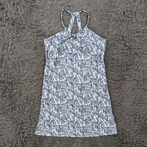 Eddie Bauer Navy and White Leaf-Print Halter Mini Dress